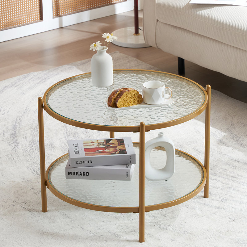 Petite table basse ronde dorée mat
