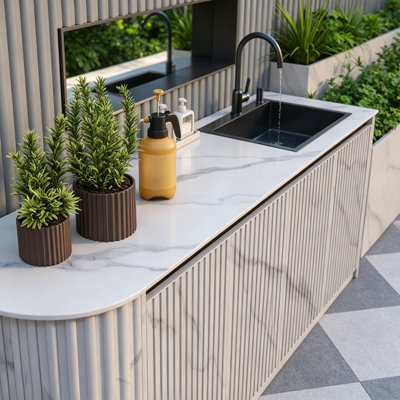 Aluminum White Sintered stone Outdoor Kitchen