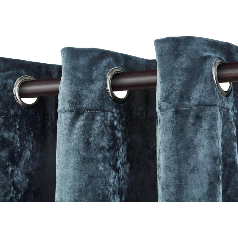 Storm Blue Velvet Room-Darkening Grommet Window Panels, 100 x 84