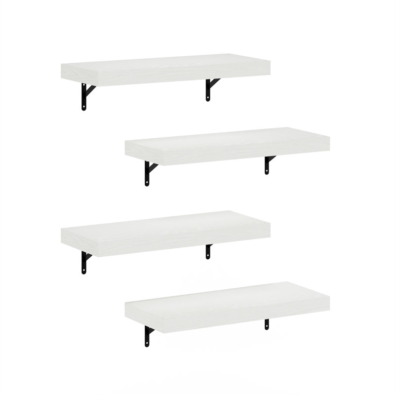Ensemble de 4 étagères murales flottantes Volkward, tablette murale de 56 cm (22 pouces), idéale pour la salle de bain, le bureau ou le salon, finition blanche texturée.