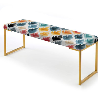 Floral Upholstered Gold Bench