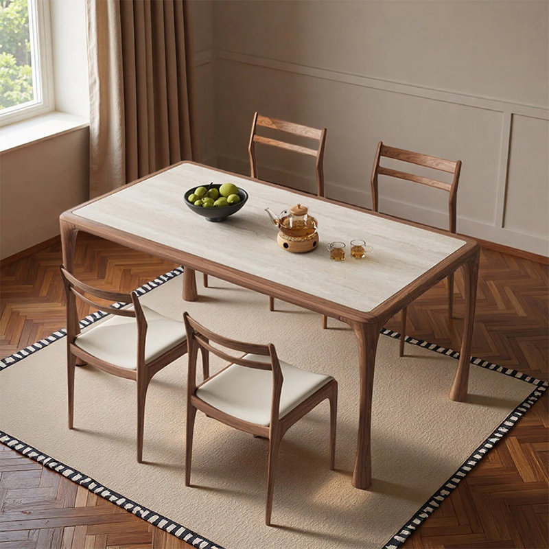Fashionable and simple dining table sets, 5 Pieces: Table, 4 Chairs, 29.52" H x 70.86" W x 31.49" D