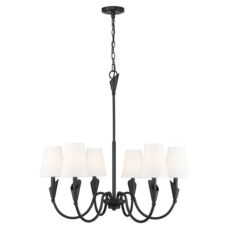 Lustre moderne Elvin, Six lumières, Noir mat, H 32 po x l 32 po x P 32 po