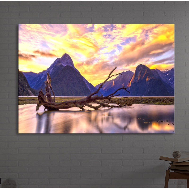 Uprooted Tree In Beautiful Mountain Landscape by No - Wrapped Canvas Print, Without lighting, 70cm H x 100cm W x 4.5cm D