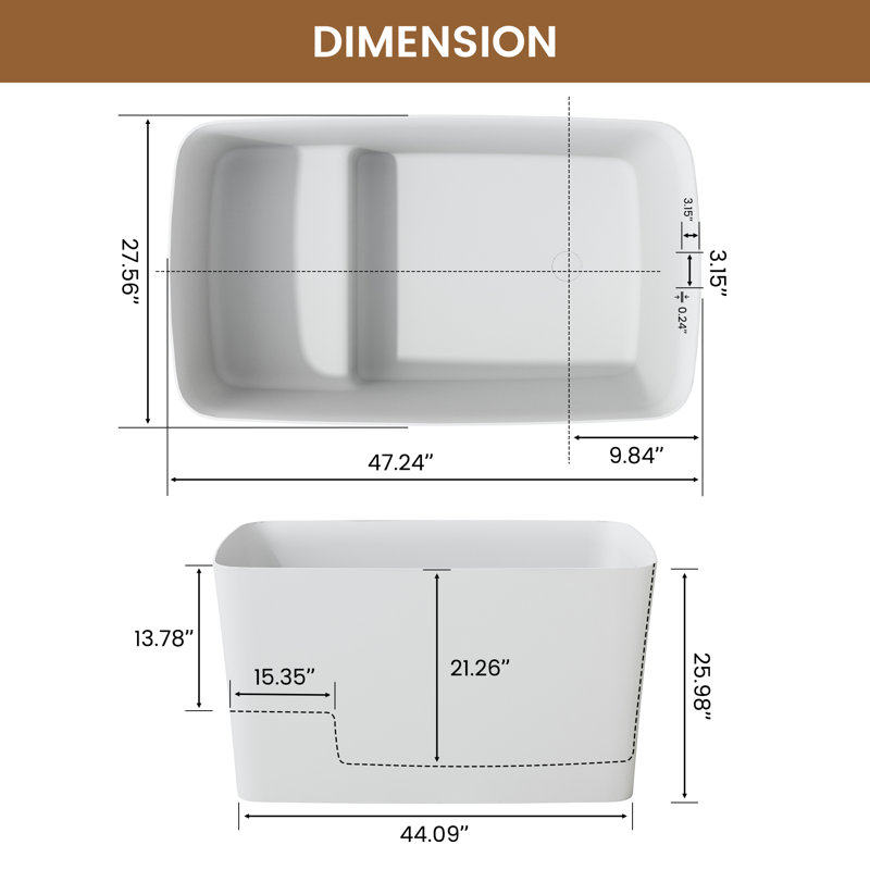Baignoire de trempage autoportante Gridley, Blanc mat
