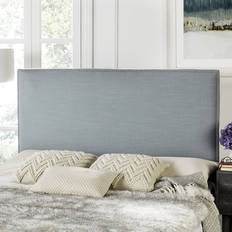 Tête de lit tapissier Farringdon, Grand, Bleu ciel, Polyester