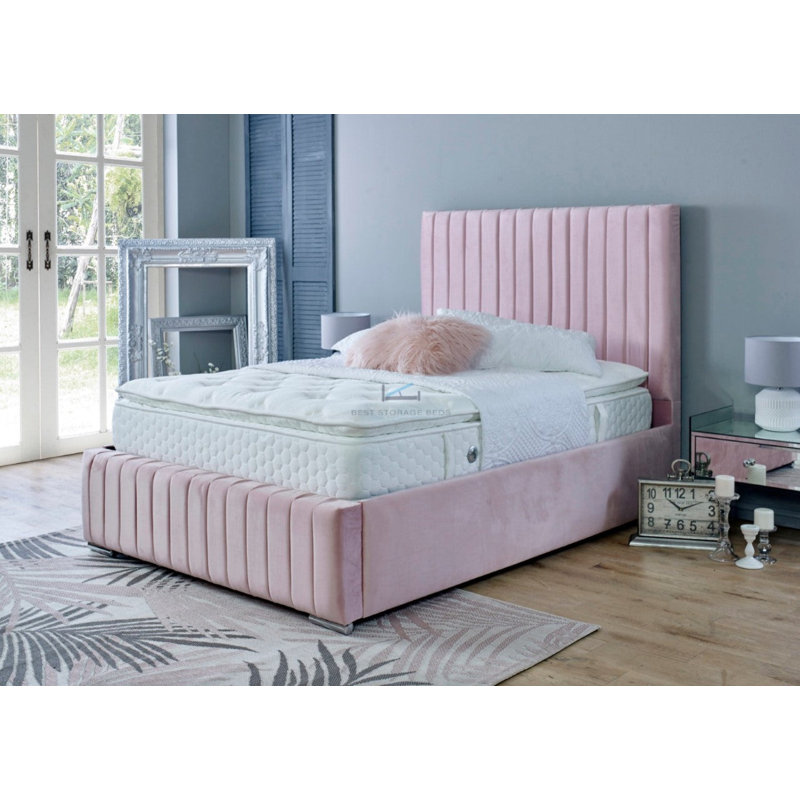 Upholstered Bed, Double (4'6"), Pink