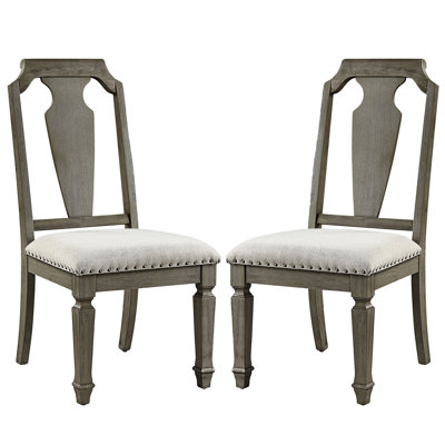 2 chaises d'appoint, décor de salle à manger, motif chêne vieilli, siège rembourré en lin beige, hauteur du siège, coussin, 2 sièges, apparence, profondeur, épaisseur
