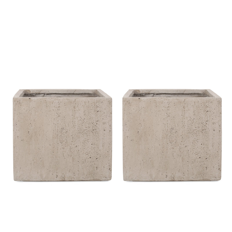 Ensemble de boîte à fleurs en béton Shiner, Blanc, 2, H 18,75 po x l 21,5 po x P 21,5 po