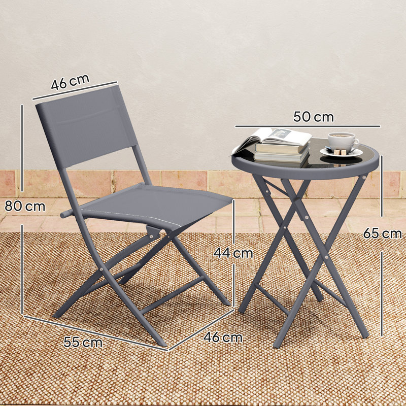 Round 3-Piece 2-Person 50Cm L Outdoor Bistro Set