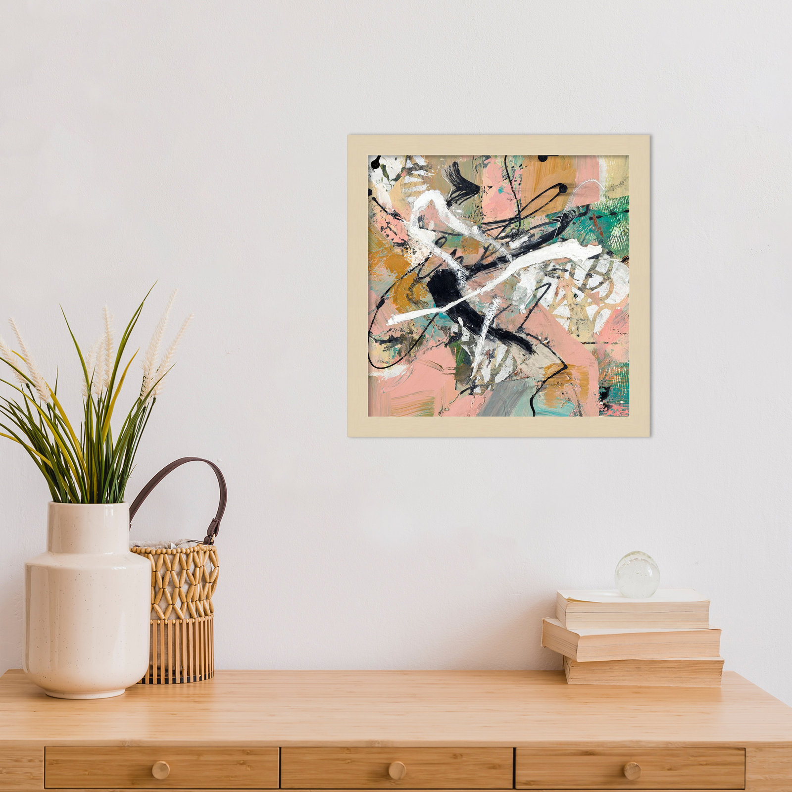Fluid by Sutter Wood Framed Wall Art Print, Brown, 13" H x 13" W
