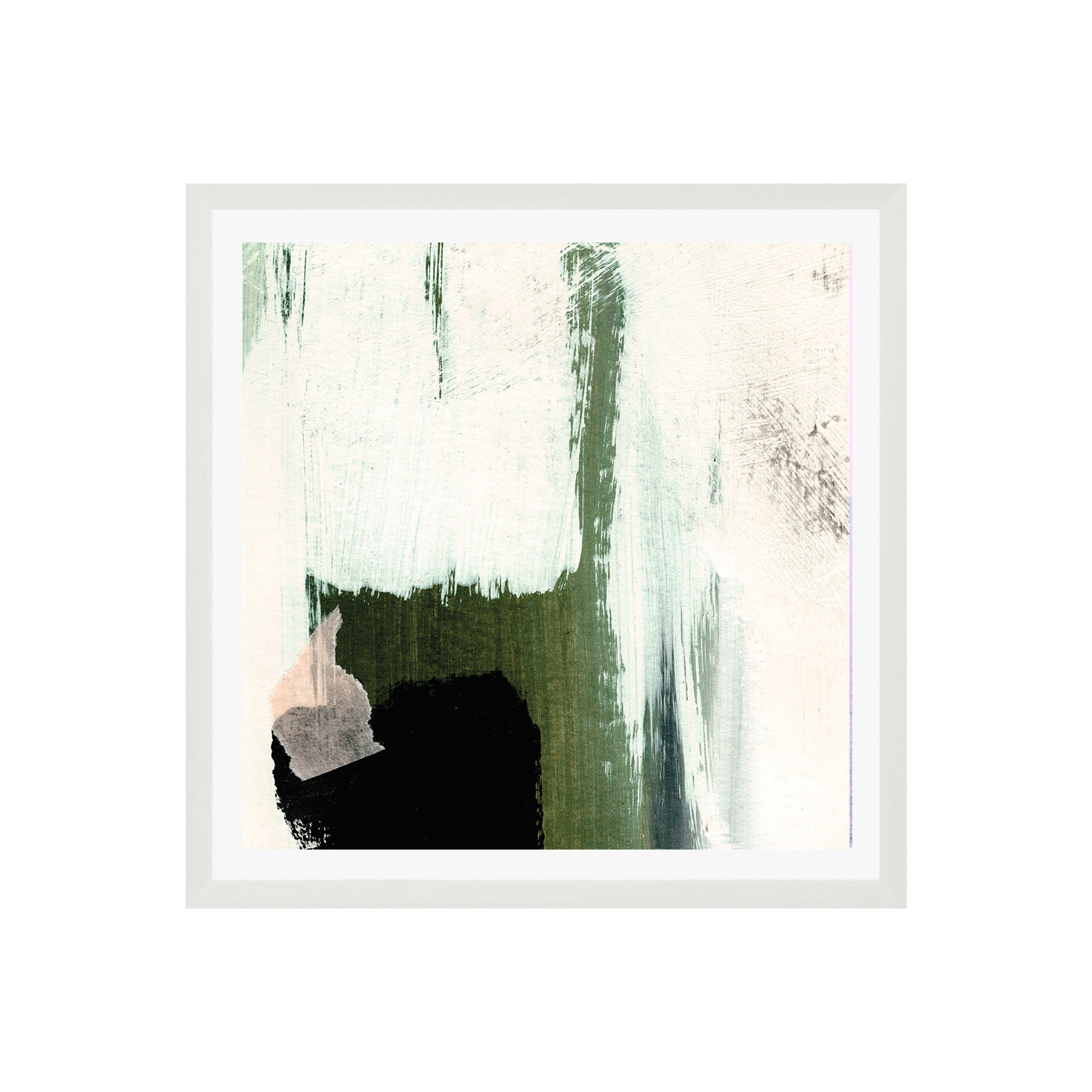 Abstract Minimal Painting by Dan Hobday, 36" H x 36" W x 0.75" D, White Framed Paper, Yes