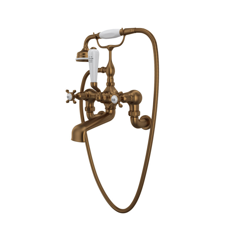 Edwardian Traditional Exposed Wall Mount Tub Filler, English Bronze