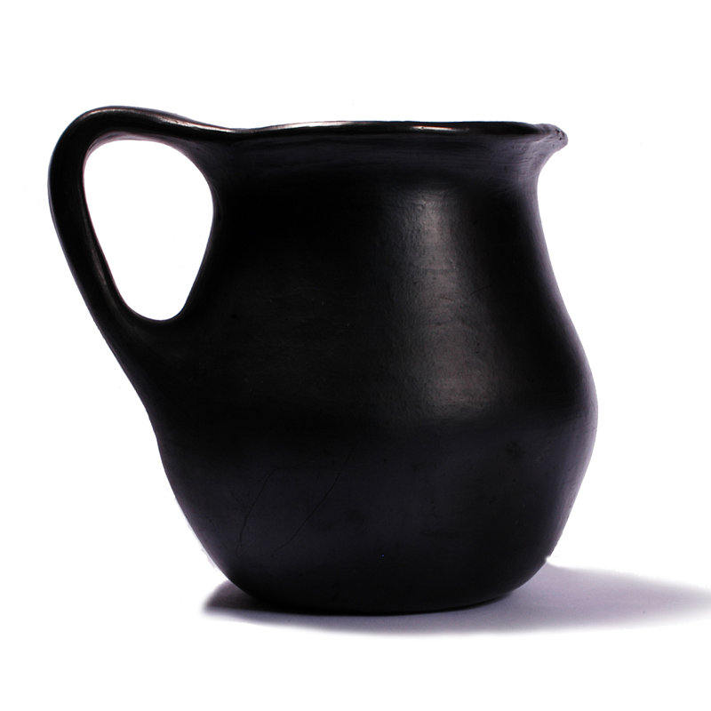 Traditional Black Clay La Chamba Pitcher, 8.1 Inch