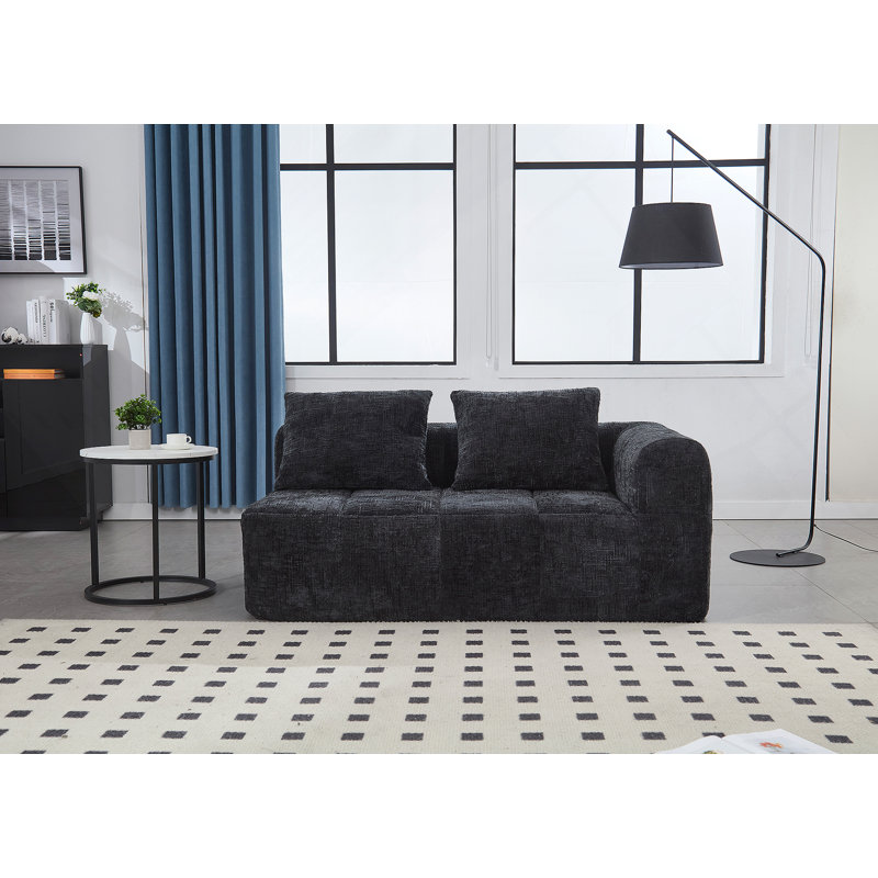 Comfortable Chenille Loveseat Sofa For Relaxation And Style In Any Room, Black