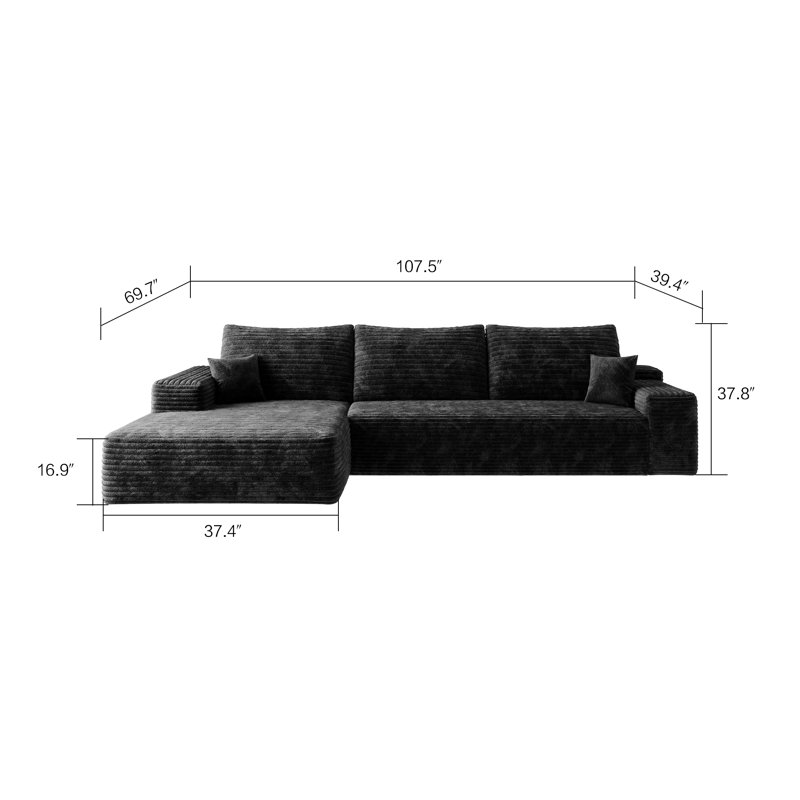 Y119-SOFA-LEFT-SLEEPER-BLACK