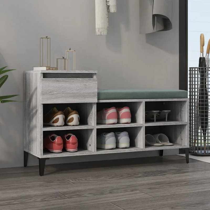 6 Pair Shoe Storage Cabinet, Grey Sonoma