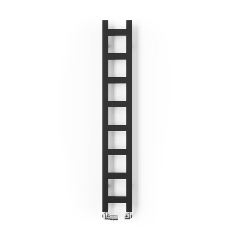 Easy Heated Towel Rail, 128 cm H  x 20 cm W x 7.2 cm D, Black