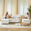Canapé modulaire de rangement en velours côtelé 6 pièces avec plateau polyvalent, coussins de dossier et sac de rangement Catlin-1448119455