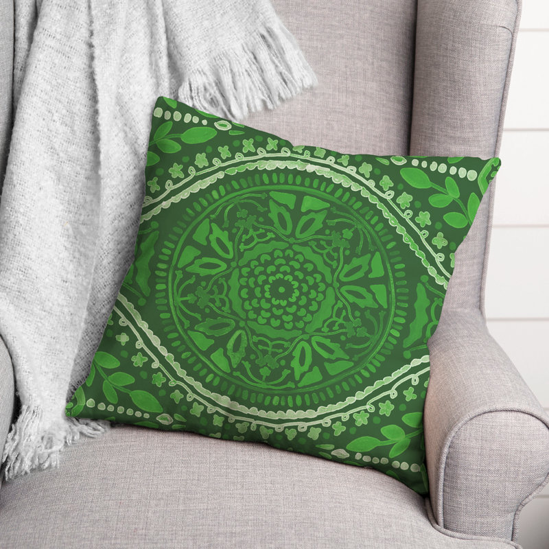 Housse et insert de coussin extérieur d'extérieur, Vert, Floral 1