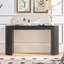 Console moderne 59,05 po avec tiroir pour le vestibule avec un design à rayures verticales unique pour le vestibule du vestibule, noir-1224283557
