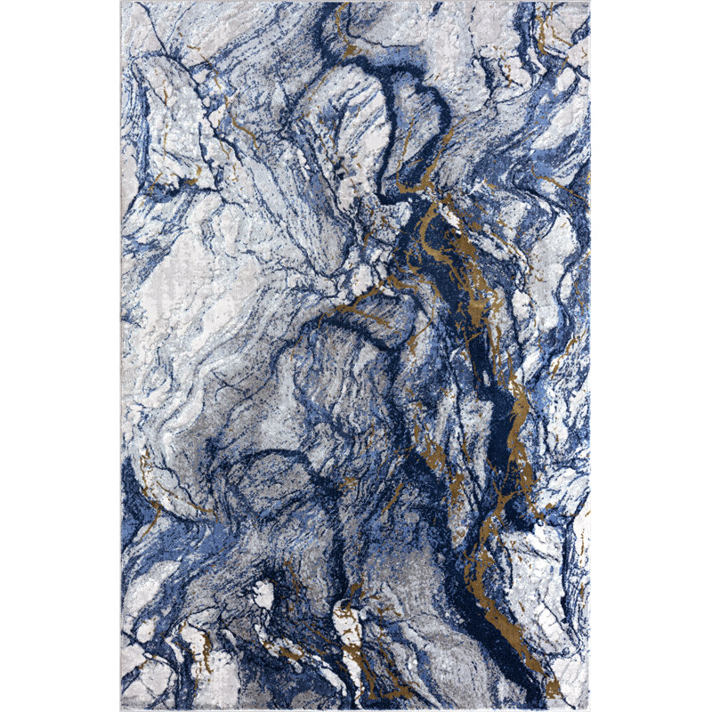 Blue and Gray Abstract 6' x 9' Area Rug