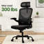 Fauteuil de bureau ergonomique avec filet rabattable et respirant, noir, support lombaire de bureau réglable facile à assembler, confort de travail