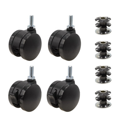 2 in. Black Furniture Swivel Brake Caster for 1-1/8 in. Round