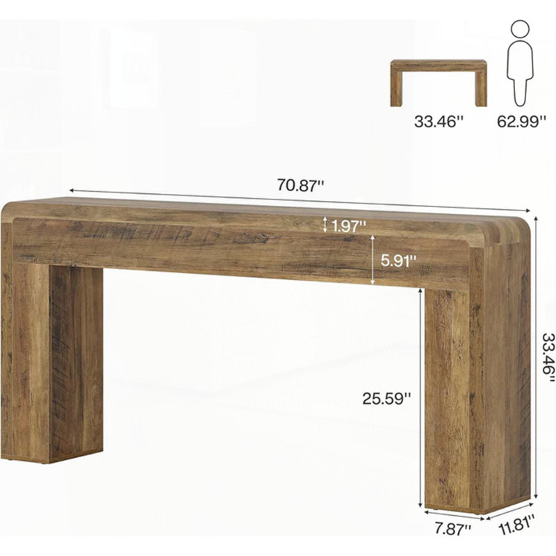 Table d'entrée en bois, console rustique, canapé