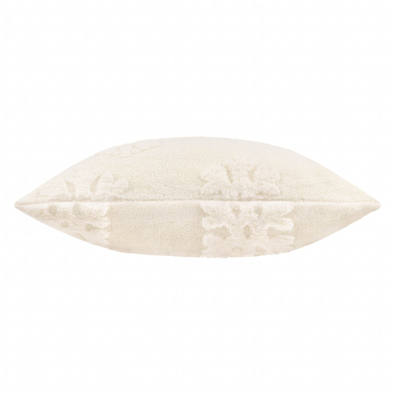 Snowflakes White Square Throw Cushion, Polyester