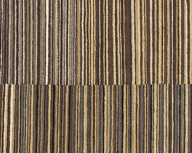 Spectrum Striped Hand-Knotted Wool Brown/Gray Area Rug, Rectangle 8' x 10', Brown/Gray