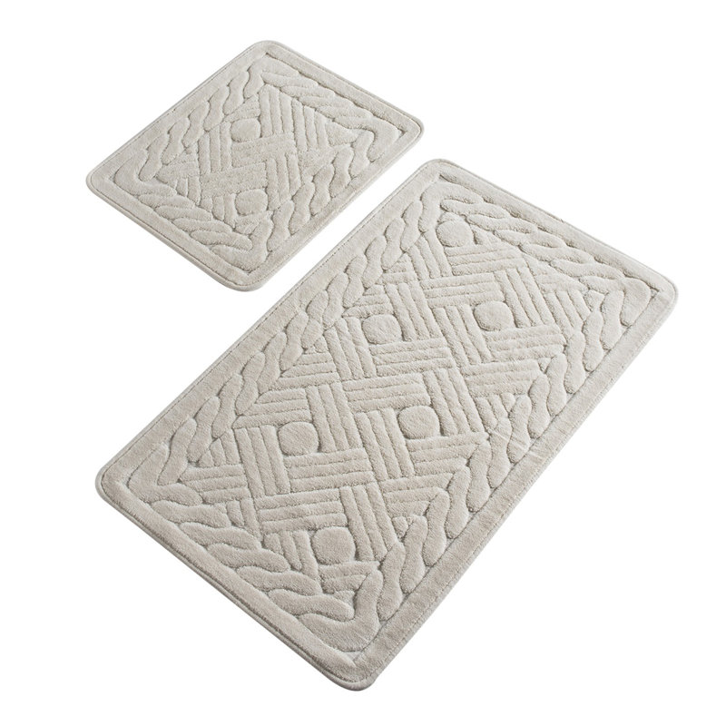 Ensemble de tapis de bain en coton de qualité supérieure (2 pièces) - antibactérien, antidérapant, 19,7 x 23,6 pouces et 23,6 x 39,4 pouces | 100% coton, 1,76 lb par mètre carré | Lavable à la machine, douceur luxueuse pour le confort et la sécurité de la salle de bain