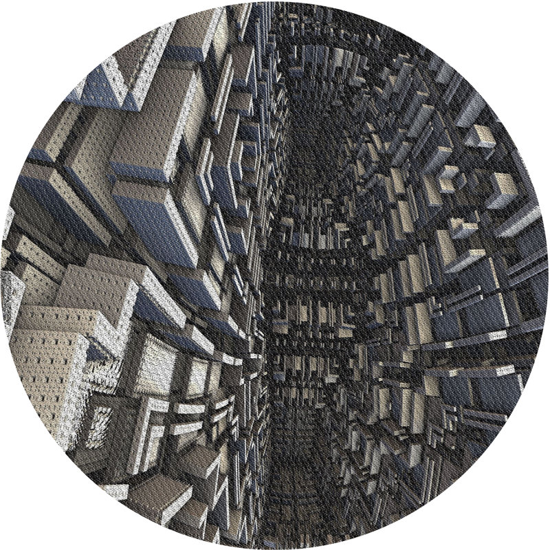 Tapis gris tissé à la machine, Rond 5 pi