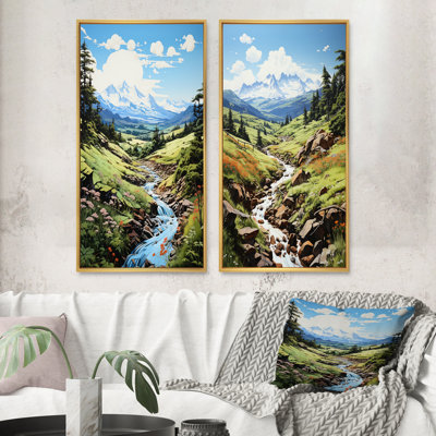«Green Mountains Summer Peaks Pastoral», 2 pièces