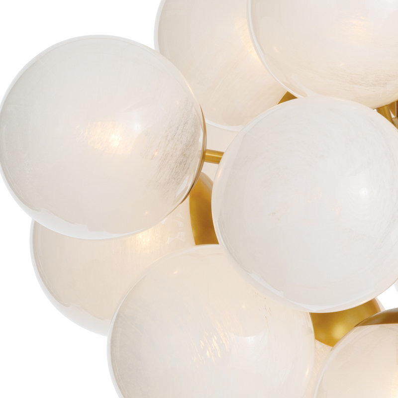 Shine Chandelier (Natural Brass with Smoke Glass), Swirl Glass, Natural Brass