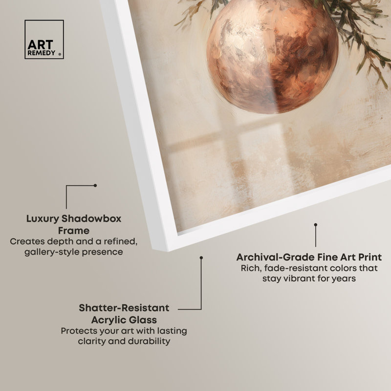 Décoration murale de Noël en forme de boîte à ombre bronze par Art Remedy, cadre noir, 11 x 16, Cadre blanc