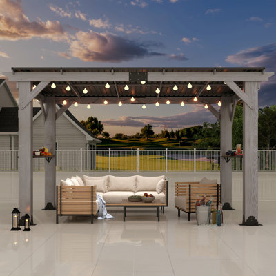 12.5 ft. W x 6.5 ft. D Outdoor Cedar Wooden Grill Gazebo