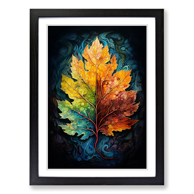 Leaf Romanticism - Single Picture Frame Print on Wood, Black, 34cm H x 25cm W x 2cm D