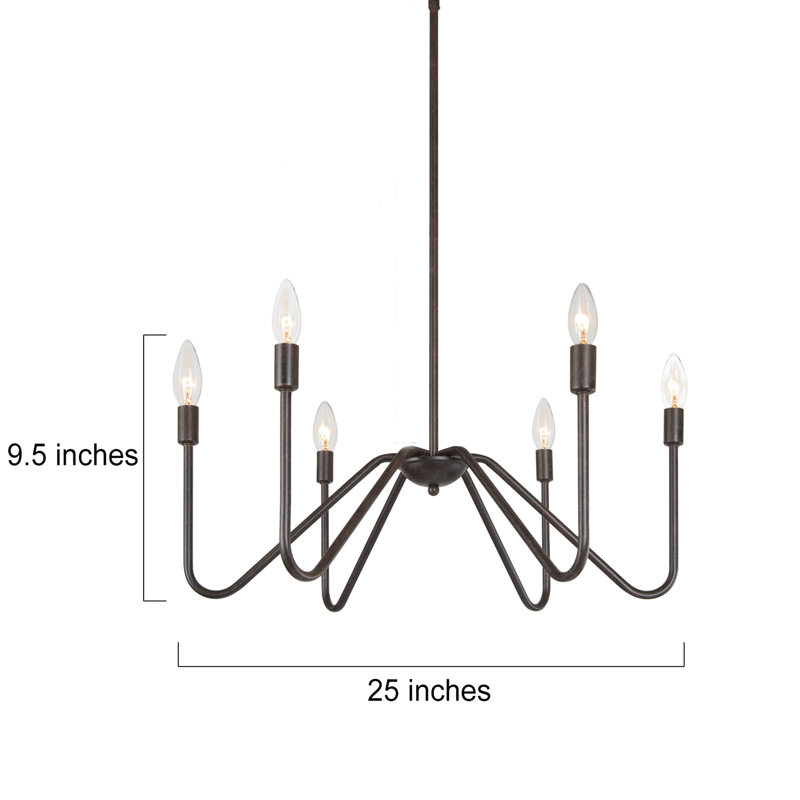Xavieyah 6-Light Candle Style Empire Chandelier, Rustic Bronze