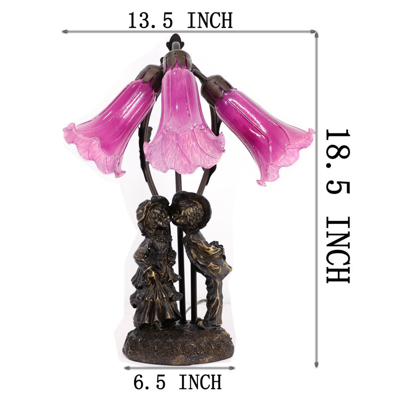 Lampe de table 17,5 pouces Lily Flower, Mauve