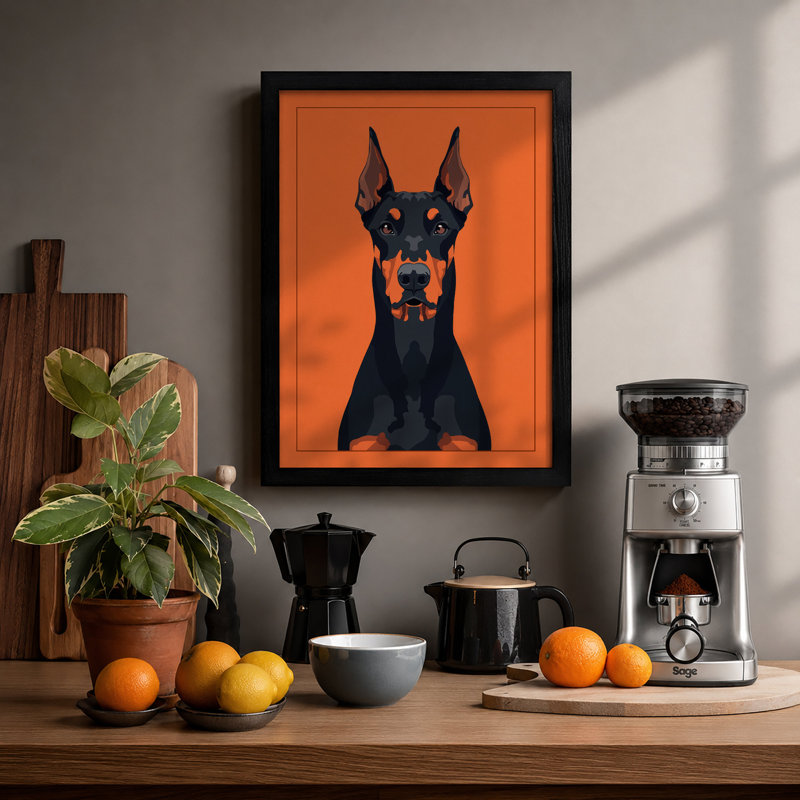 Doberman Presence Modern - Framed Print, A2 - 59.4 x 42.0 cm, Black
