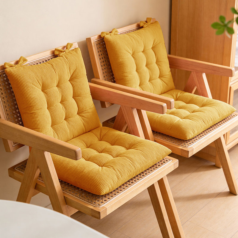 Set of 4 Comfortable Square Chair Cushions, Yellow