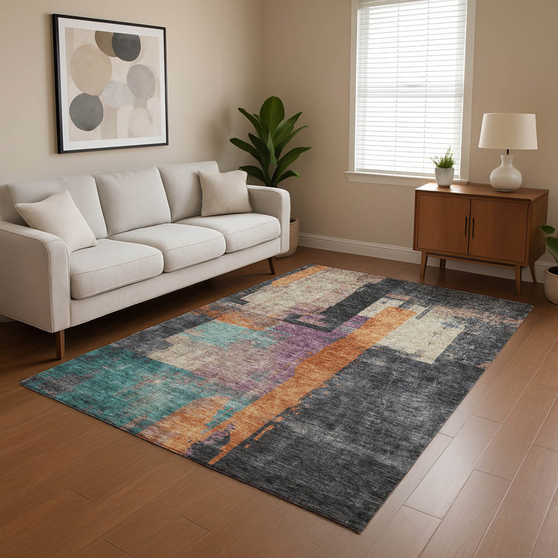Premium Machine Washable Otte AMF1779 Blocks Rug, Rectangle 9' x 12'