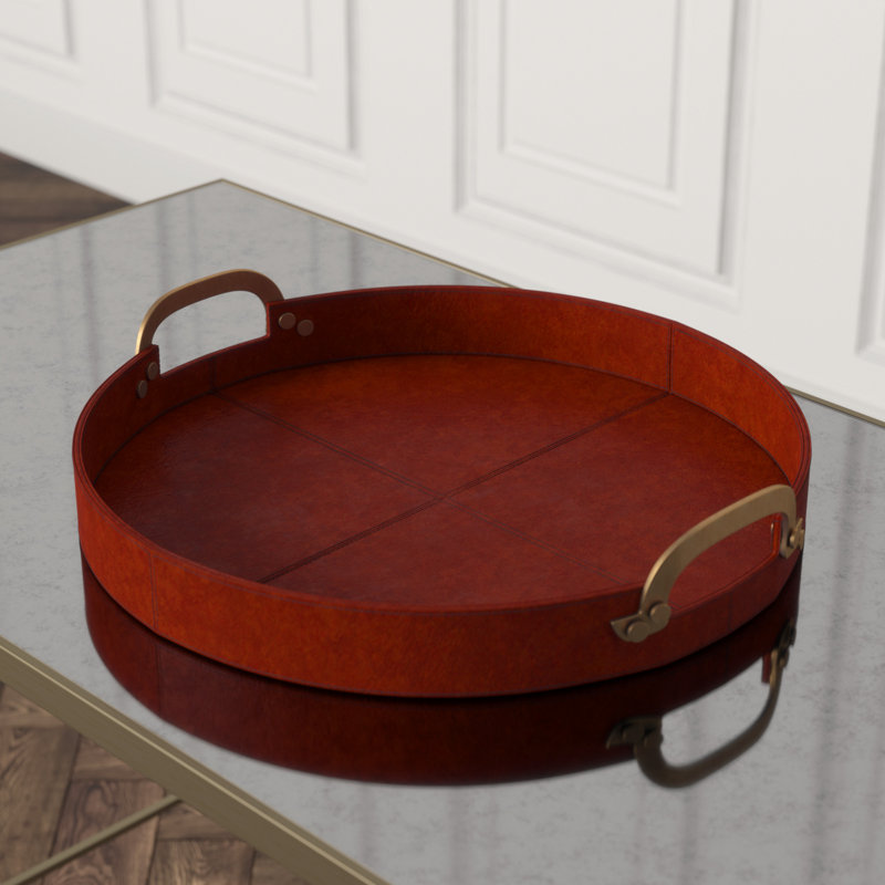 Bryant Decorative Tray, Tan/Gold, 3.25" H x 20" W x 20" D