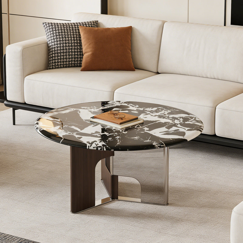 Table basse Luxury, H 15,7 po x l 35,4 po x P 35,4 po, Blanc/Noir