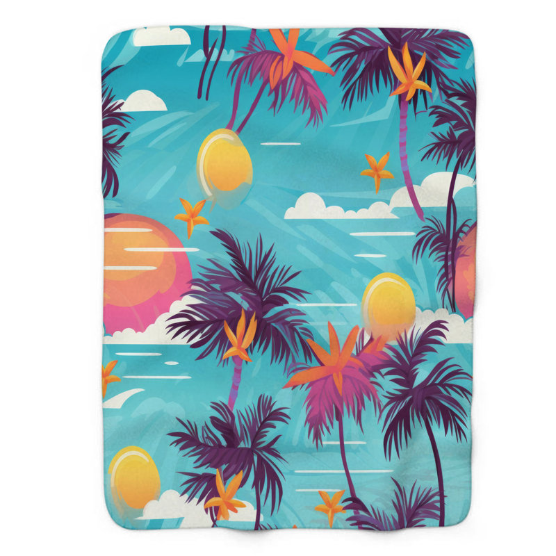 Paysage tropical - couverture sherpa de qualité supérieure 1 pièce, Grand lit