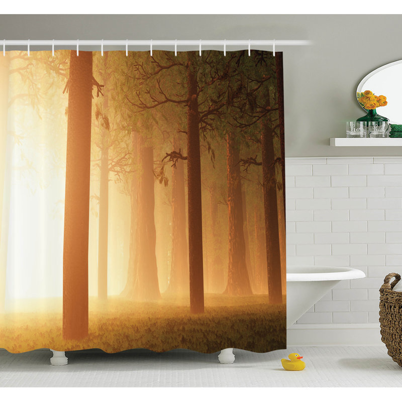 Ensemble de rideau de douche en bois et brumeux, H 84 po x l 69 po