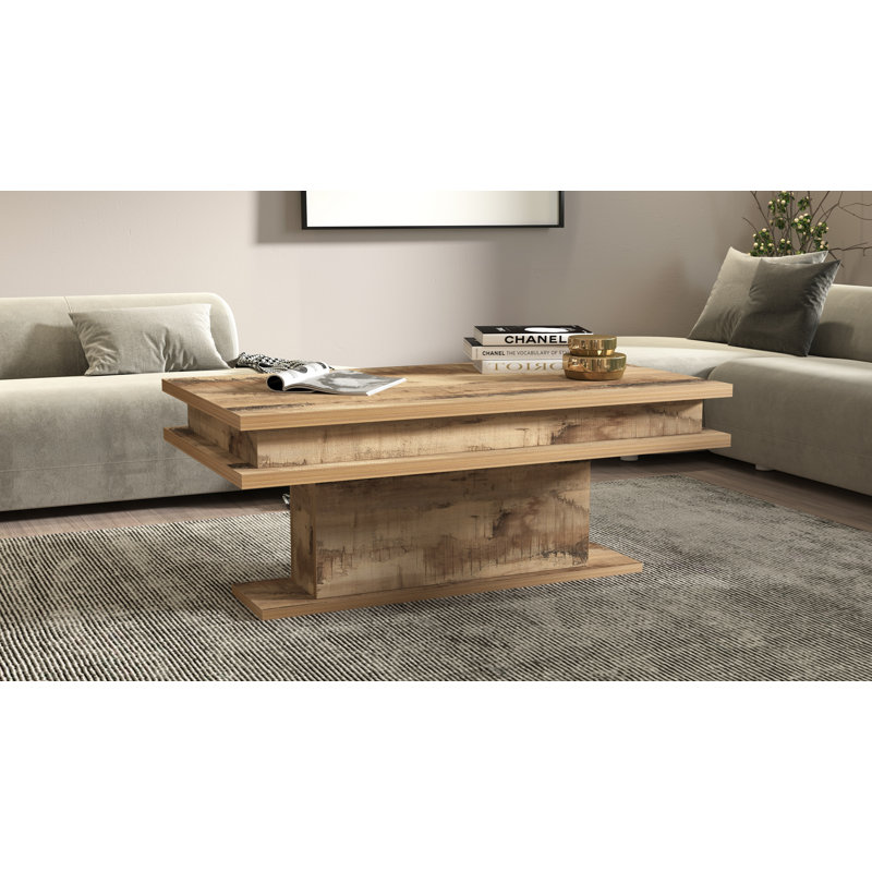 Cazeau Pedestal Coffee Table, Medium Wood