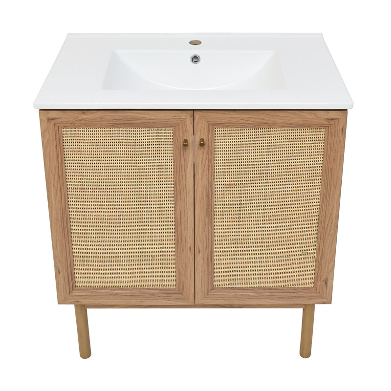 Oak Freestanding Bathroom Vanity with Sink Included