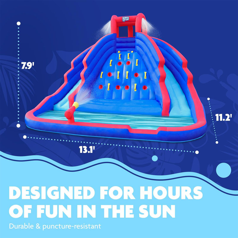 13' x 13' Inflatable Water Slide with Air Blower, Blue